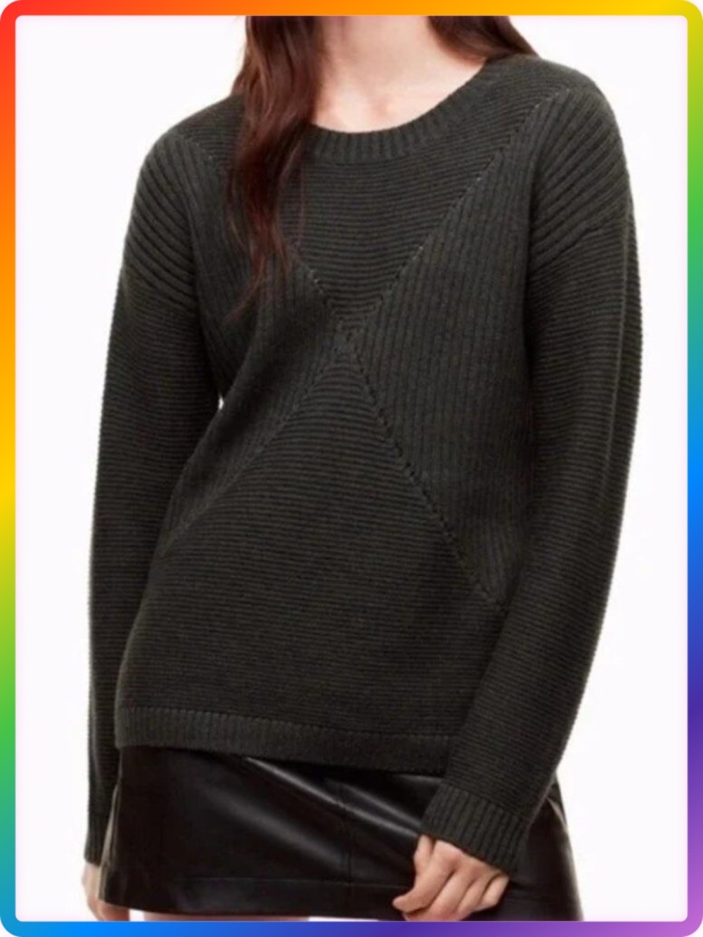 Aritzia Wilfred Free Isabelli Merino Wool Sweater Womens S Gray Waffle Knit